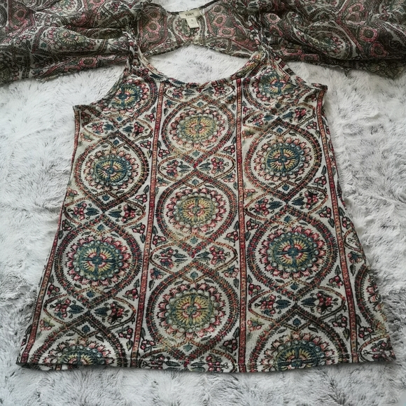 Anthropologie TINY Silk Caped Mosaic Layered Scarf Top Blouse ~ Small - Picture 10 of 17